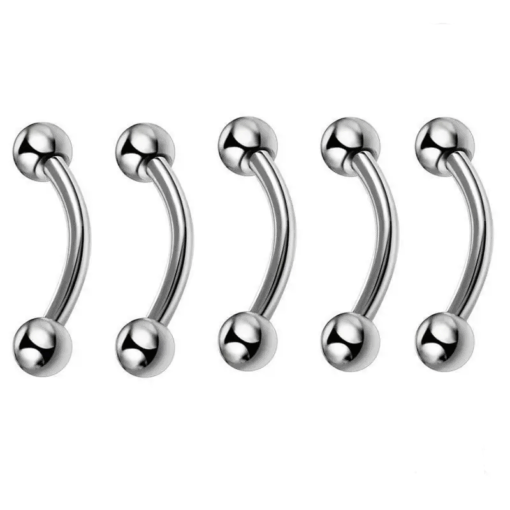 Titan Bananenpiercing Silber mit Kugel 1.2 mm - piercinglux.com