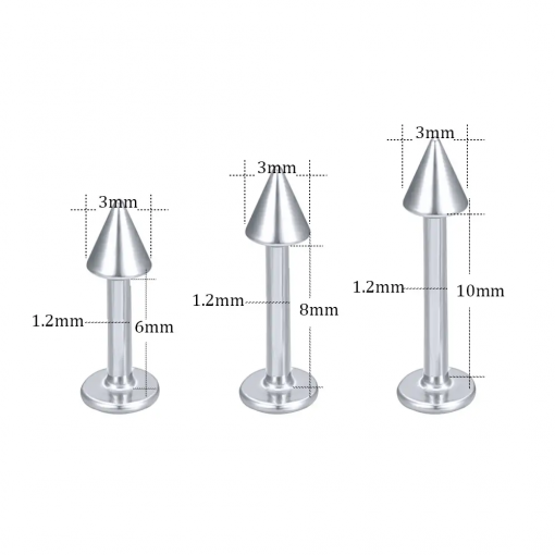 Labret Stahl Mit Kegel 1.2 × 3 mm - piercinglux.com