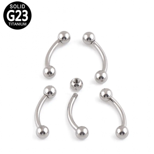 Titan Bananenpiercing Silber mit Kugel 1.2 mm - piercinglux.com