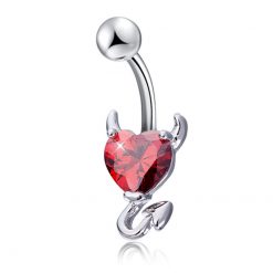 Bauchnabelpiercing Teufel mit rotem Stein 1.6 × 10 mm