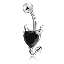 Bauchnabelpiercing Teufel mit schwarzem Stein 1.6 × 10 mm