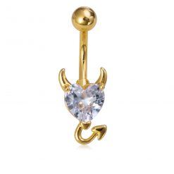 Bauchnabelpiercing Stahl Goldfarben Teufel 1.6 × 10 mm