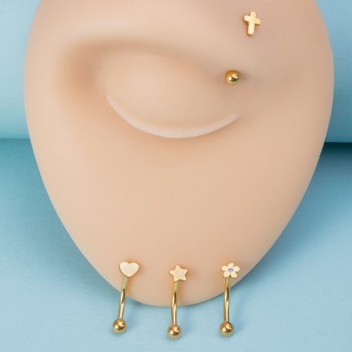 Piercing-Banane Stahl Goldfarben Herz - piercinglux.com