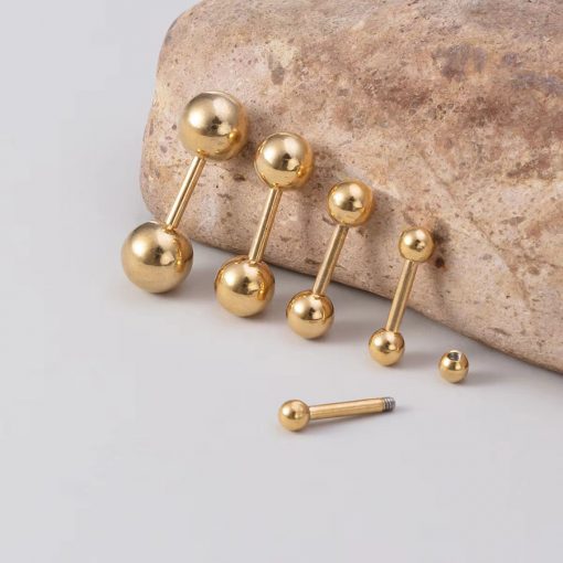 Kurze Piercing-Stange mit Kugeln Goldfarben 1.2 mm - piercinglux.com