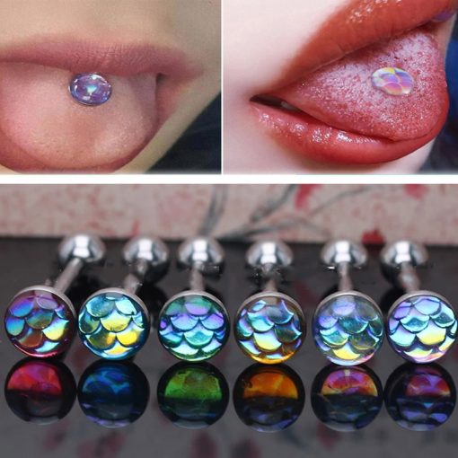 Zungenpiercing Stab Blau Glänzend - piercinglux.com