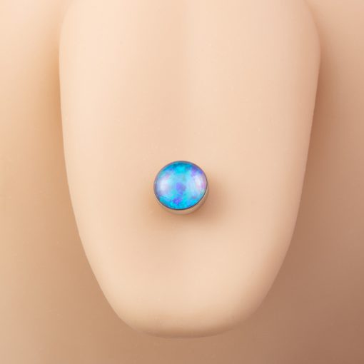 Zungenpiercing Barbell Blau mit Glitzer - piercinglux.com