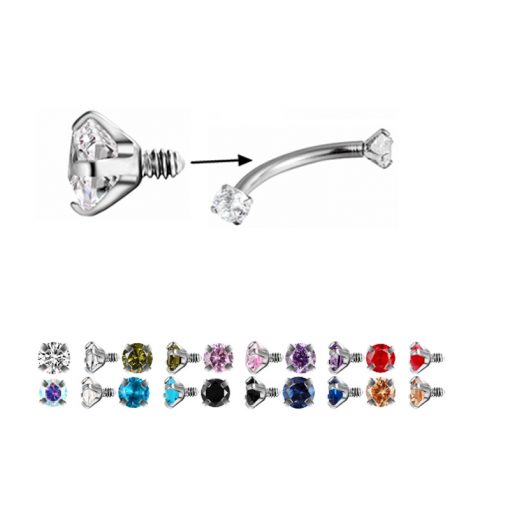 Augenbrauenpiercing Schwarz Mit Stein Gewinde - piercinglux.com