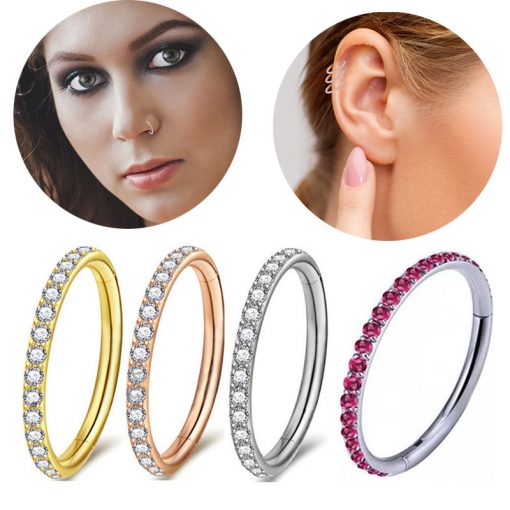Clicker-Ring Titan mit Steinbesatz - piercinglux.com