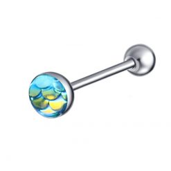 Zungenpiercing Stab Blau Glänzend