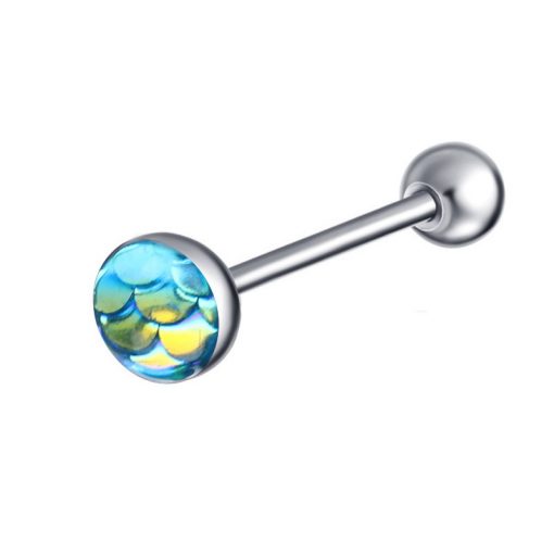 Zungenpiercing Stab Blau Glänzend - piercinglux.com