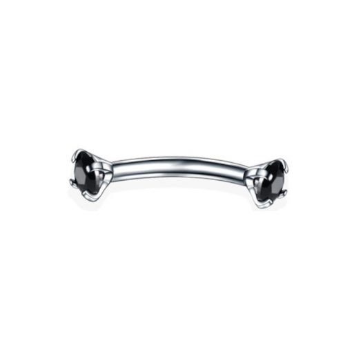 Augenbrauenpiercing Schwarz Mit Stein Gewinde - piercinglux.com