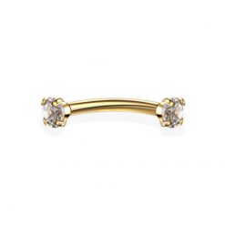 Augenbrauenpiercing Goldfarben Mit Weißem Zirkonia