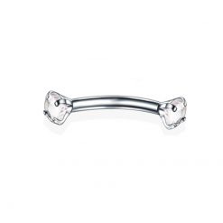 Augenbrauenpiercing mit Weiß Zirkonia Gewinde