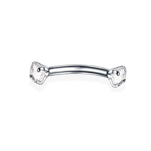Augenbrauenpiercing mit Weiß Zirkonia Gewinde - piercinglux.com