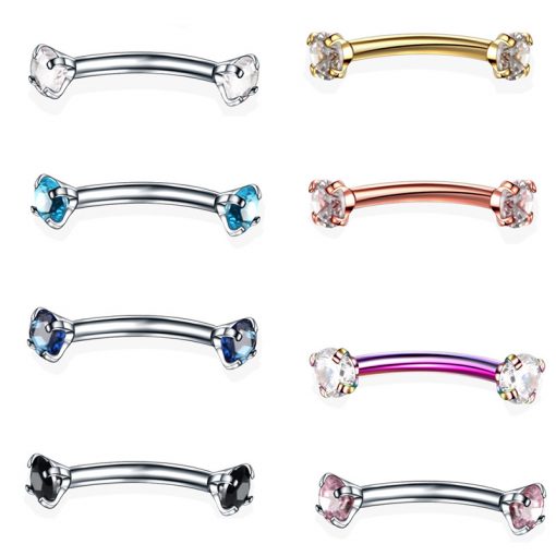 Augenbrauenpiercing Schwarz Mit Stein Gewinde - piercinglux.com