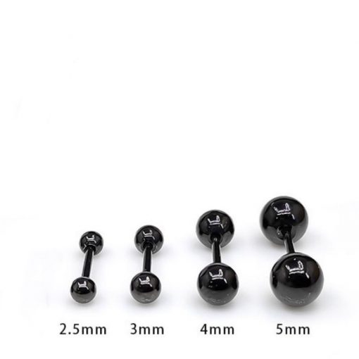 Kurze Piercing-Stange Schwarz Mit Kugeln 1.2 mm - piercinglux.com