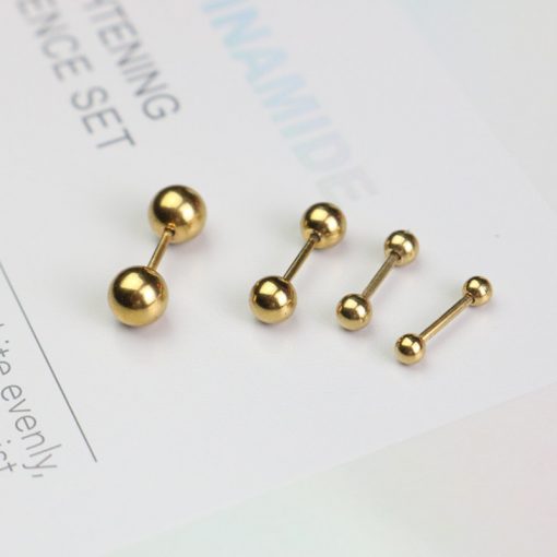 Kurze Piercing-Stange mit Kugeln Goldfarben 1.2 mm - piercinglux.com