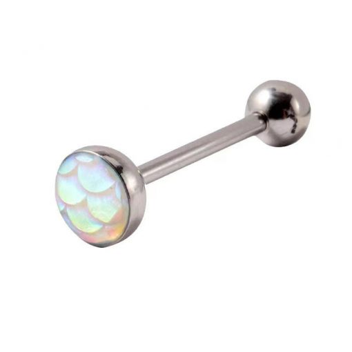 Zungenpiercing-Stab Stahl Glänzend Weiß - piercinglux.com