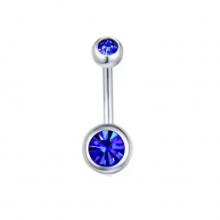 Bauchnabelpiercing mit zwei Steinen Blau