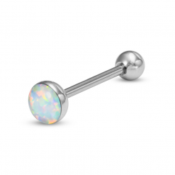 Zungenpiercing Barbell Weiß mit Glitzer