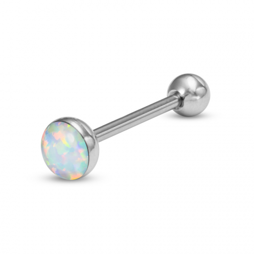 Zungenpiercing Barbell Weiß mit Glitzer - piercinglux.com