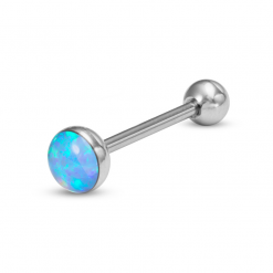 Zungenpiercing Barbell Blau mit Glitzer