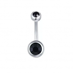 Bauchnabelpiercing Schwarz mit Stein