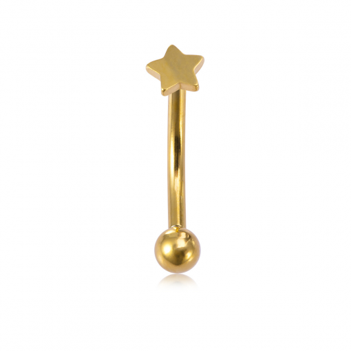 Bananenpiercing Stahl Goldfarben Stern - piercinglux.com