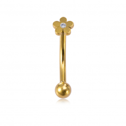 Piercing-Banane Stahl Goldfarben Blumenmotiv