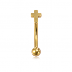 Bananenpiercing Stahl Goldfarben Kreuz