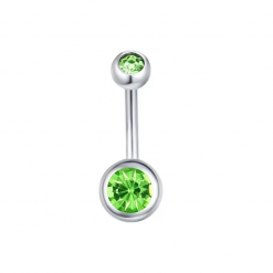 Bauchnabelpiercing Zwei Grüne Zirkonia