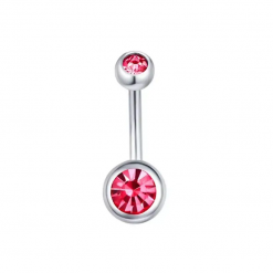 Bauchnabelpiercing Kristall Rosa mit Fassung