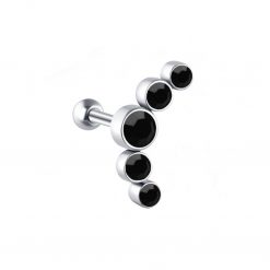 Helix-Flat-Piercing Cluster mit Schwarzen Kristallen