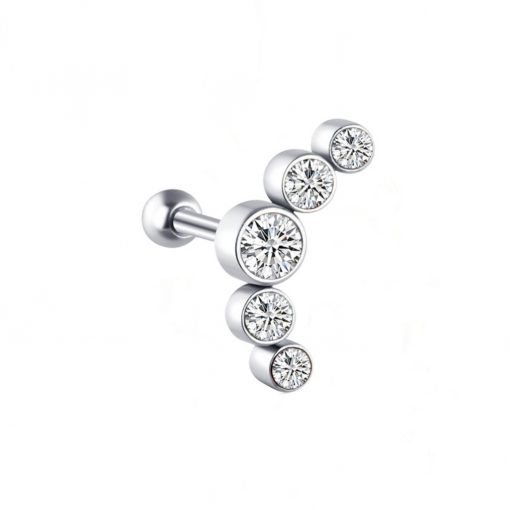 Helix-Flat-Piercing Cluster mit Weißen Kristallen - piercinglux.com