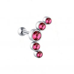 Helix-Flat-Piercing Cluster mit Rosa Kristallen