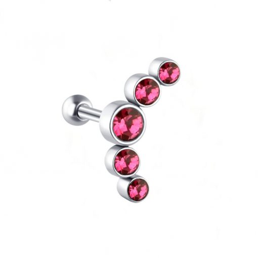 Helix-Flat-Piercing Cluster mit Rosa Kristallen - piercinglux.com