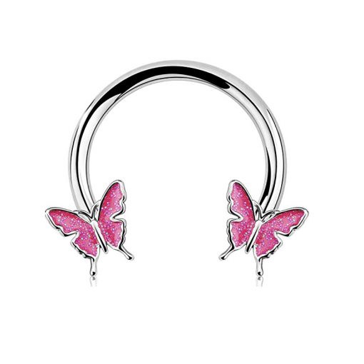 Septum-Hufeisen Rosa Schmetterling 1.2 × 3 × 10 mm - piercinglux.com