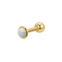 Ohrpiercing Helix Tragus Weiß Opal Goldfarben