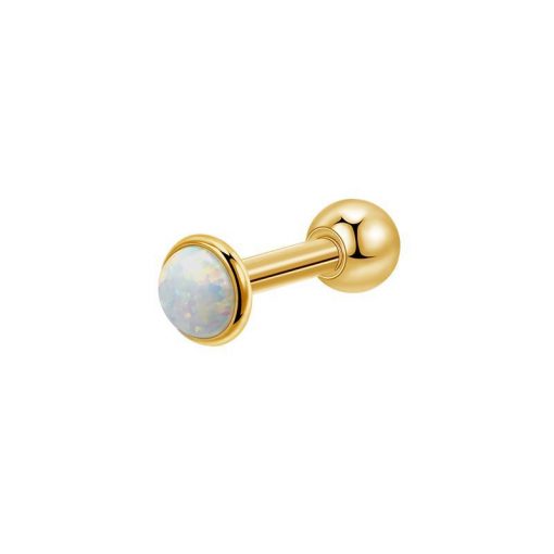 Ohrpiercing Helix Tragus Weiß Opal Goldfarben - piercinglux.com