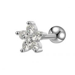 Ohrpiercing Stahl Zirkonia Klassische Blume