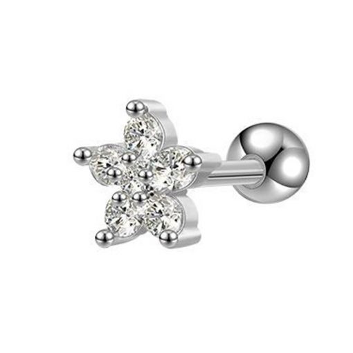 Ohrpiercing Stahl Zirkonia Klassische Blume - piercinglux.com