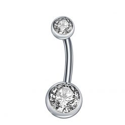 Bauchnabelpiercing Titan mit Weißem Stein 1.6 × 10 mm
