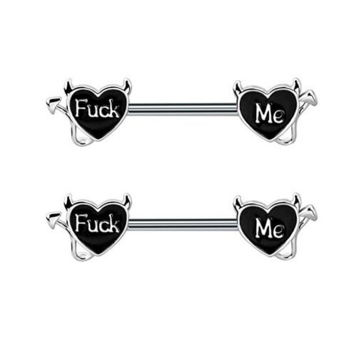 Brustwarzenpiercing Stab Mit Schriftzug 1 - piercinglux.com