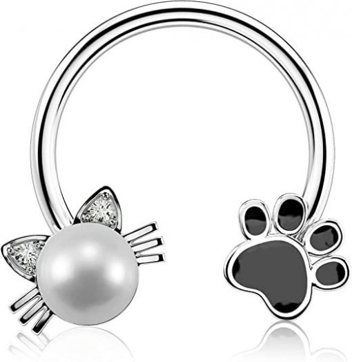 Septum-Hufeisen Katze und Pfote 1.2 × 3 × 10 mm - piercinglux.com
