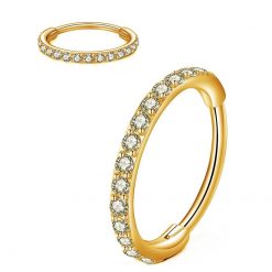 Clicker-Ring Goldfarben mit Weißen Zirkonia
