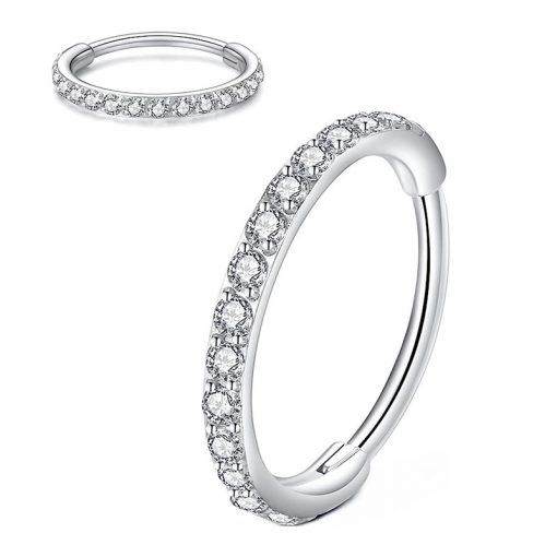 Clicker-Ring mit Weißen Zirkonia - piercinglux.com