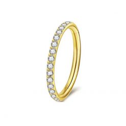 Clicker-Ring Titan Mit Steinbesatz Goldfarben