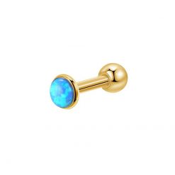 Ohrpiercing Helix Tragus Blau Opal Goldfarben