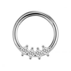 Clicker-Ring mit weißen Zirkonia