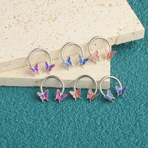 Septum-Hufeisen Rosa Schmetterling 1.2 × 3 × 10 mm - piercinglux.com